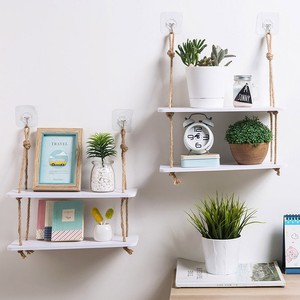 Wall-Hanging-Hemp-Rope-2-Layer-Partition-Board-Rack-Shelves-Holder-Home-Ornament