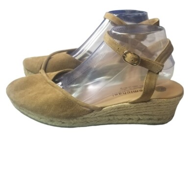 Eric michael suede espadrille wedge ankle strap sandals 41