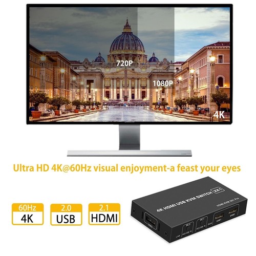 Commutateur HDMI KVM 2 ordinateurs 1 moniteur 4K 60Hz commutateur HDMI USB 2pcs commutation - Photo 4/7