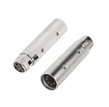 XLR 3-Pin Female to Mini XLR 5-Pin Male Audio Microphone Adapter Silver