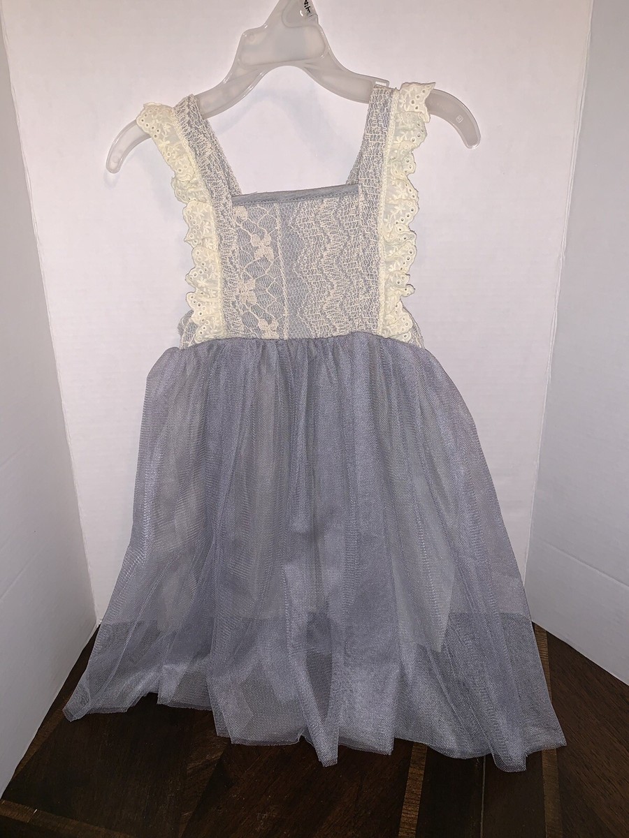 Girls Toddler Lace Grey Ivory Tutu Dress NEW Special Occasions Holiday