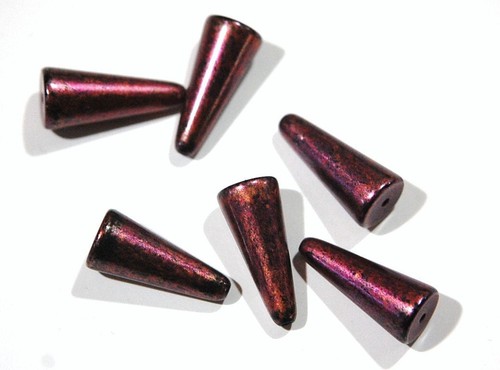 Vintage Metallic Pink with Black Triangle Teardrop Acrylic Beads (6) bds311 - Picture 1 of 2