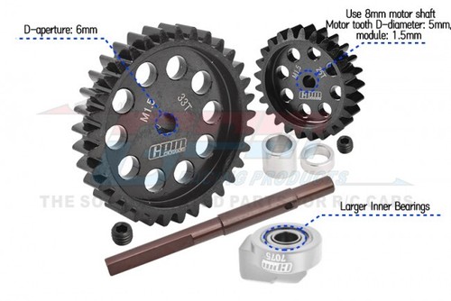 STEEL M1.5 SPUR GEAR 33T W/ MOTOR GEAR FOR 1/5 TRAXXAS X-MAXX 6S 8S 1/6 XRT 8S - Picture 16 of 19
