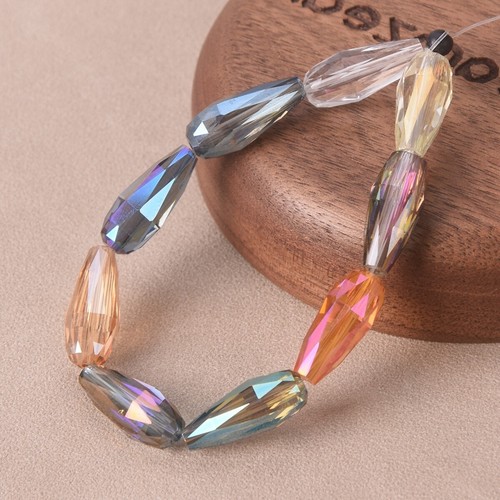 10 cuentas sueltas de vidrio facetado lágrima larga de 18x8 mm para hacer joyas - Imagen 2 de 17