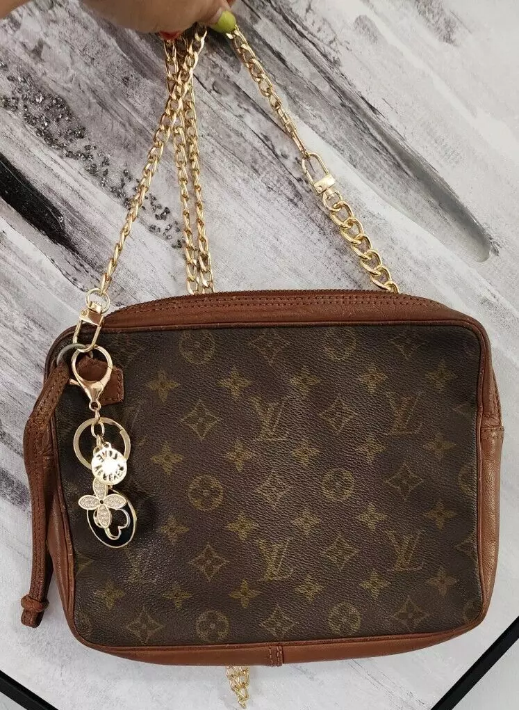 Louis Vuitton Second Bag Gold Hardware Clutch Wristlet on Chain