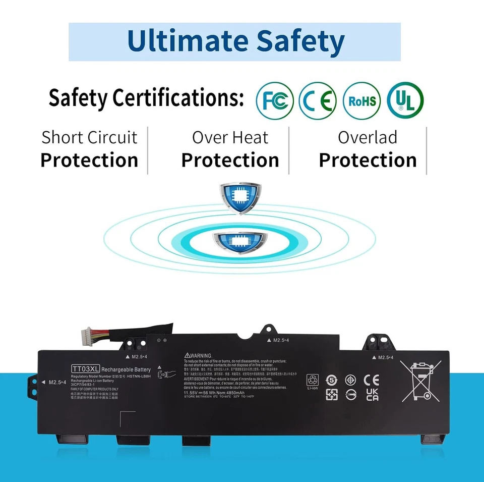 Batería TT03XL TT03056XL para HP HSTNN-UB7T HSTNN-DB8K HSTNN-LB8H HSN-113C-5 56Wh Foto 2 de 3