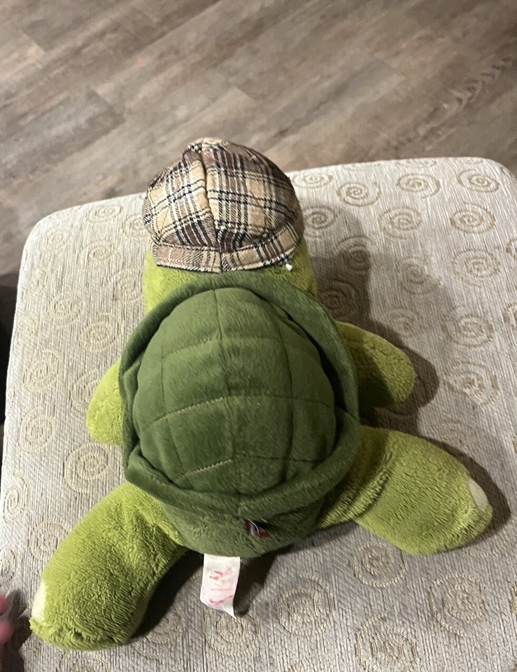 Sprockets Mervyns Green Turtle Plaid Hat Plush Stuffed Animal Softy Toy