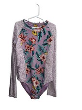 girls leotards size XL 14/16 art class long sleeve floral print zipper back