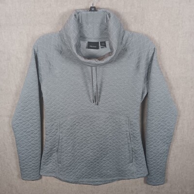 Marmot Womens M Mid-Weight Annie Quilted Grey LS Pullover Kangaroo Pockets NWOT