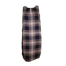 Ann Taylor Loft Dress Womens Size M Outlet Blue Pink Plaid Sleeveless Pullover