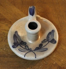 Vtg 1990 Rowe Pottery Works Handmade Salt Glazed Candlestick Holder Cambridge WI
