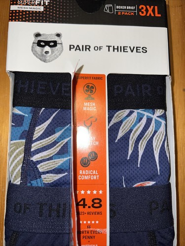 Pair of Thieves Boxer Briefs Super Fit Mesh Magic 2 PK Floral & Black XXXL 3X - Picture 7 of 7