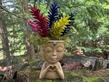 Painted Pinecones Floral Arrangement Handpicked Pine Cones with Resin Heart Doll