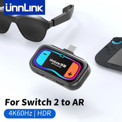 Unnlink 4K@60Hz USB C to AR Glasses and Charging Adapter for Nintendo Switch 2,