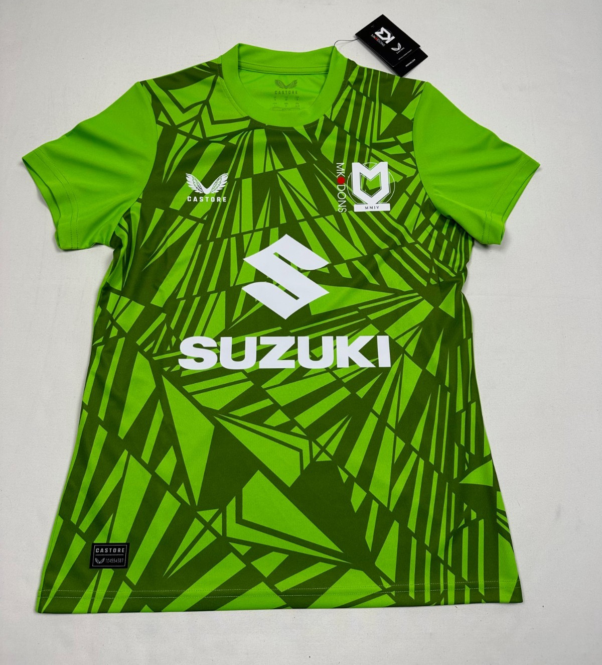 MK Dons FC Castore 2024 Green Goalkeeper T-Shirt Womens Size 14 Football Top Kit
