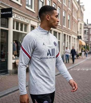 Jordan x PSG Drill Top L Grau Dri-FIT ADV Paris Saint-Germain Longsleeve Pulli
