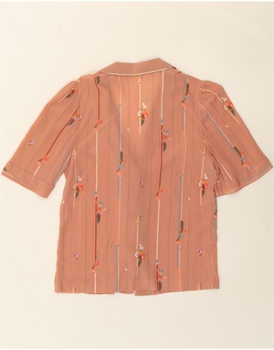 VINTAGE Womens Short Sleeve Shirt Blouse IT 44 Medium Pink Floral BP10 - Picture 2 of 3