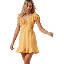 ASTR the Label Verana Mini Dress Side Cut Out Ruffle Skirt, Orange, New, Sz M