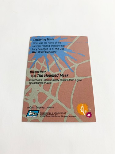 Haunted Mask 1996 Topps Goosebumps Card # 44 - Picture 2 of 2