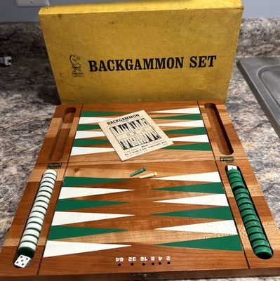 Vintage Wm. F. Drueke & Sons Backgammon Set with Original Box Complete Nice