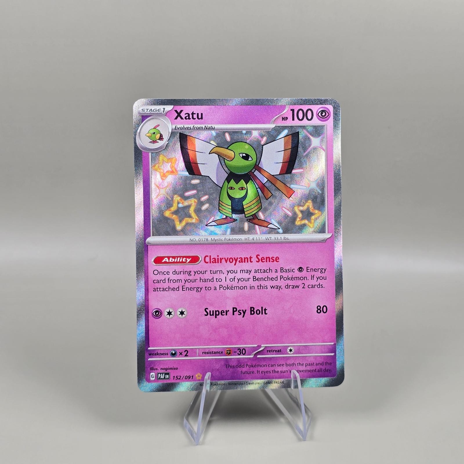 Xatu 152/091 - Shiny Rare - Paldean Fates Holo Pokemon - NM
