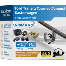 ANHÄNGERKUPPLUNG für Ford Transit/Tourneo Connect ab 22 abnehmba GDW +E-Satz ECS