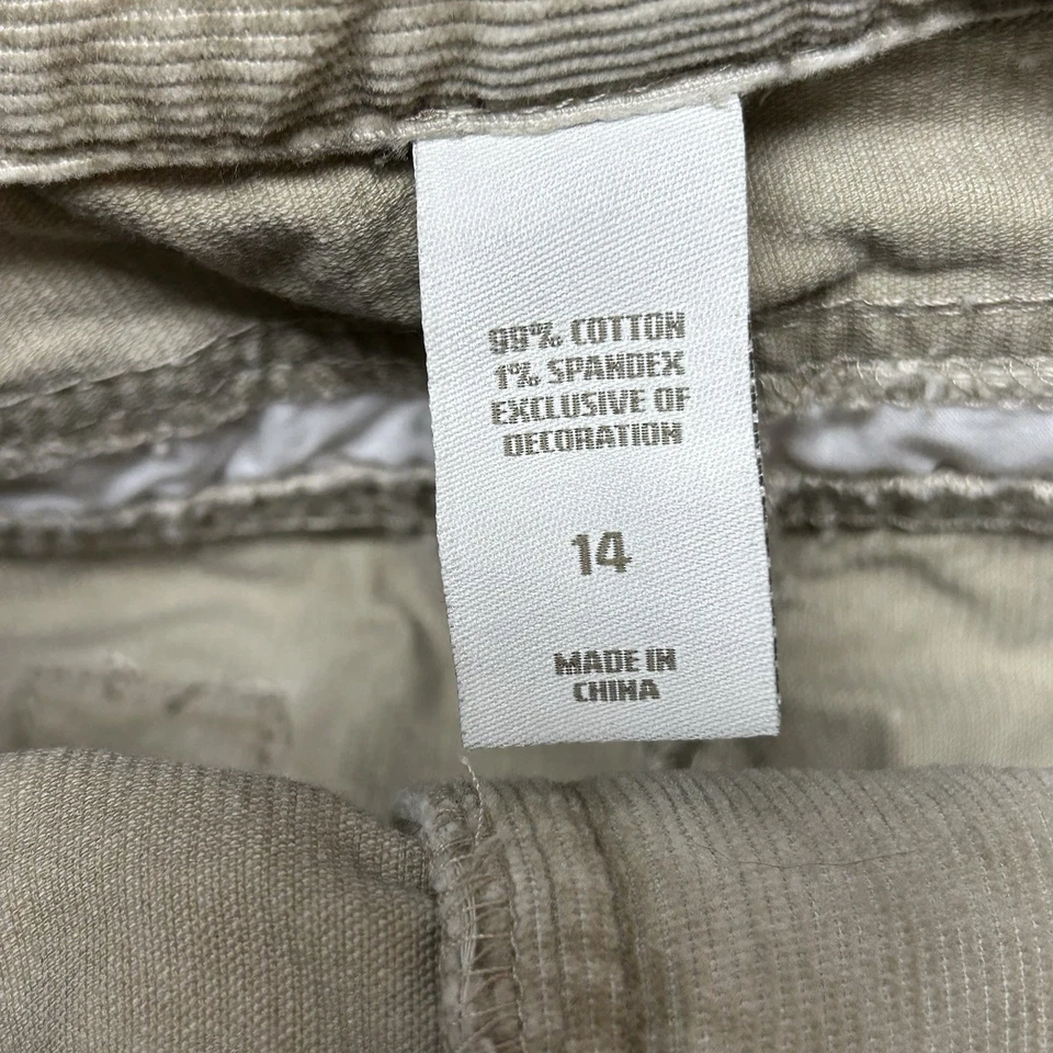 Minifalda London Jean Chino Elástica Pana Talla 14 Caqui Bolsillos Borde Crudo Y2K Foto 3 de 4