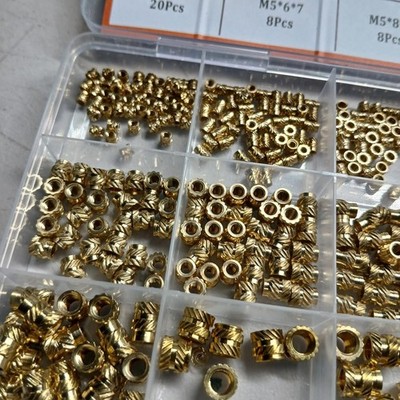 Brass Threaded Inserts Kit 400PCS M2 M2.5 M3 M4 M5 M6 Knurled Heat Set for Plast