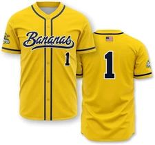 Collection Savannah Bananas Baseball Jersey Team AOP 3D Yellow BTT397