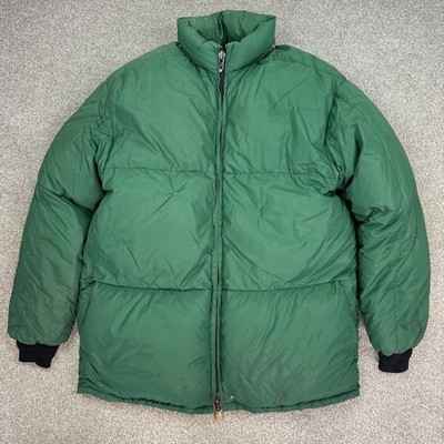 Vintage Comfy Polar 60s 70s XL Green Goose Down Puffer Jacket Coat Repaired