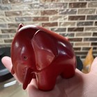 VTG Antique Heavy ELEPHANT Solid Metal Painted Red Statue Toy 4"x3.25" RARE NICE — photo 2