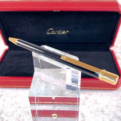 Vintage Cartier Ballpoint Pen must Black Lacquer & 18k Gold Finish