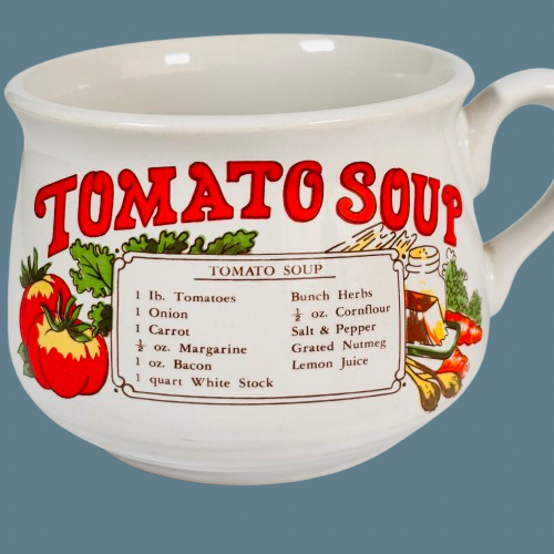 Suppentassen mit Rezepten 5er Set Keramikgriffe 70er Jahre Vintage Sammlerstück - Bild 12 von 15