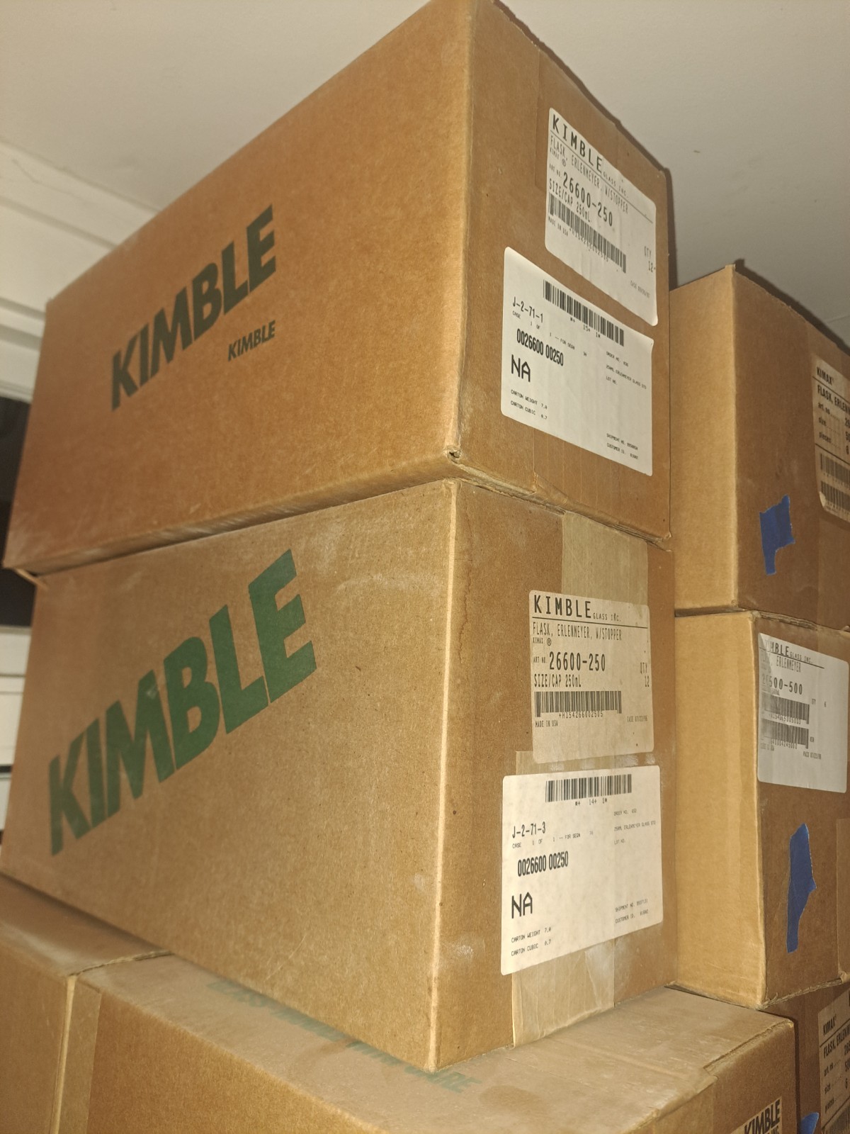 PYREX By Kimble KIMAX Erlenmeyer Flask  With Stopper 250ml CASE OF 12 26600-250