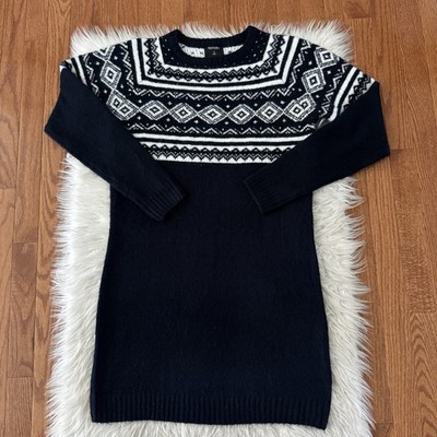 Esmara Sweater Dress Women s Medium Fair Isle Knit Long Sleeve Blue White Cozy