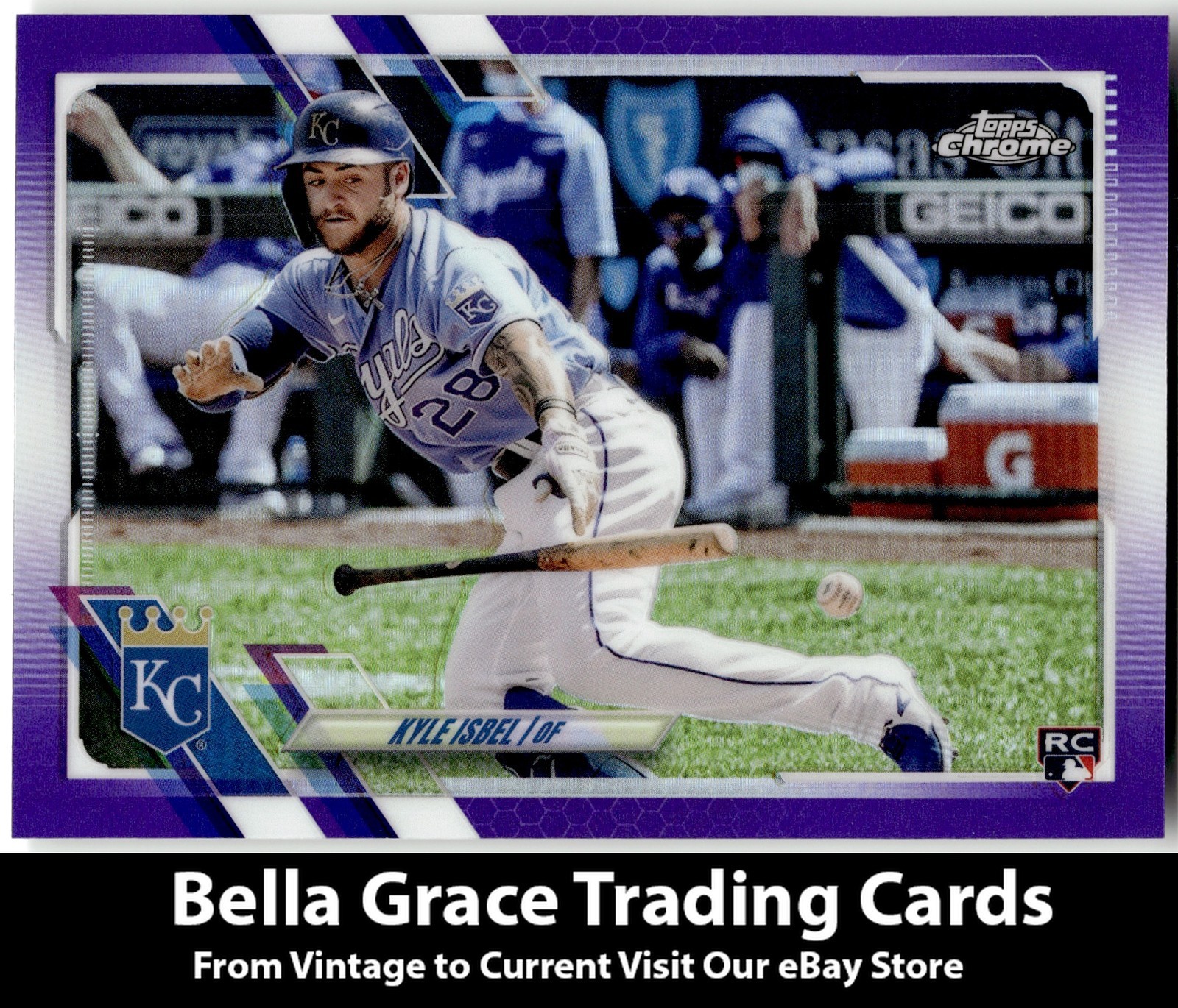 2021 Topps Update Kyle Isbel #USC98 Kansas City Royals Purple Refractor MLB 
