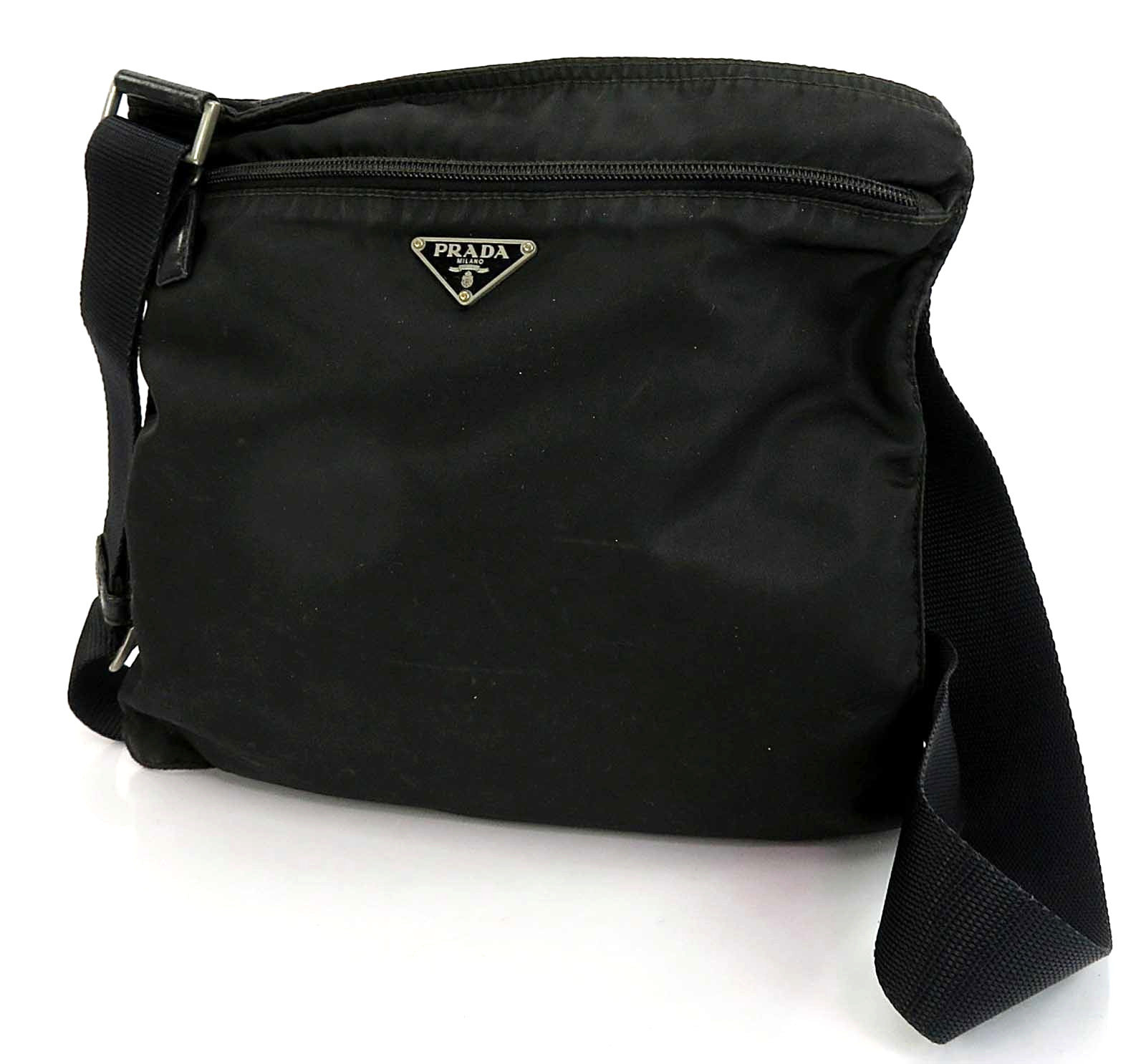 Authentic PRADA Black Nylon Small Shoulder Crossbody Bag Purse #63732