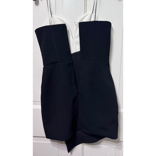 Neu Amanda Uprichard Minikleid schwarz weiß trägerlos asymmetrisch Größe S - Bild 7 von 8