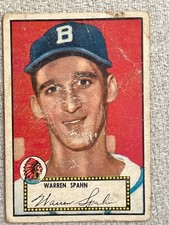 1952 Topps Warren Spahn Black Back #33 card
