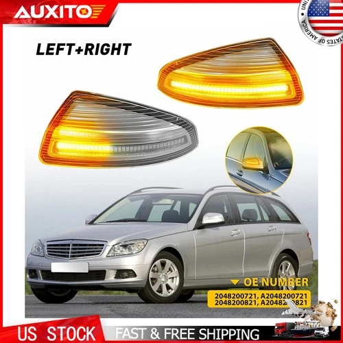 Pair Front Side Mirror Turn Signal Lights Left Right For Mercedes Benz W204 S204