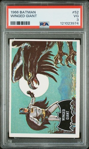 1966 Topps Batman Black Bat #52 Winged Giant — PSA 3