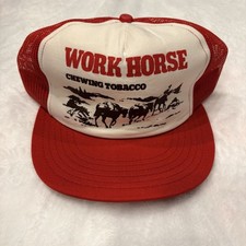 Vintage Workhorse Chewing Tobacco Snapback Trucker Hat Cap 90s USA MADE NOS