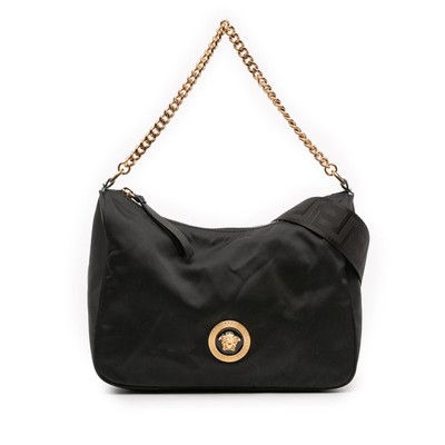 Versace Nylon Tribute La Medusa Chain Satchel Pre-Loved Black