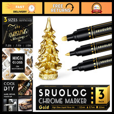 3Pcs Liquid Gold Paint Markers - Oil-Based Chrome Repair Metallic Touch-Up Pen