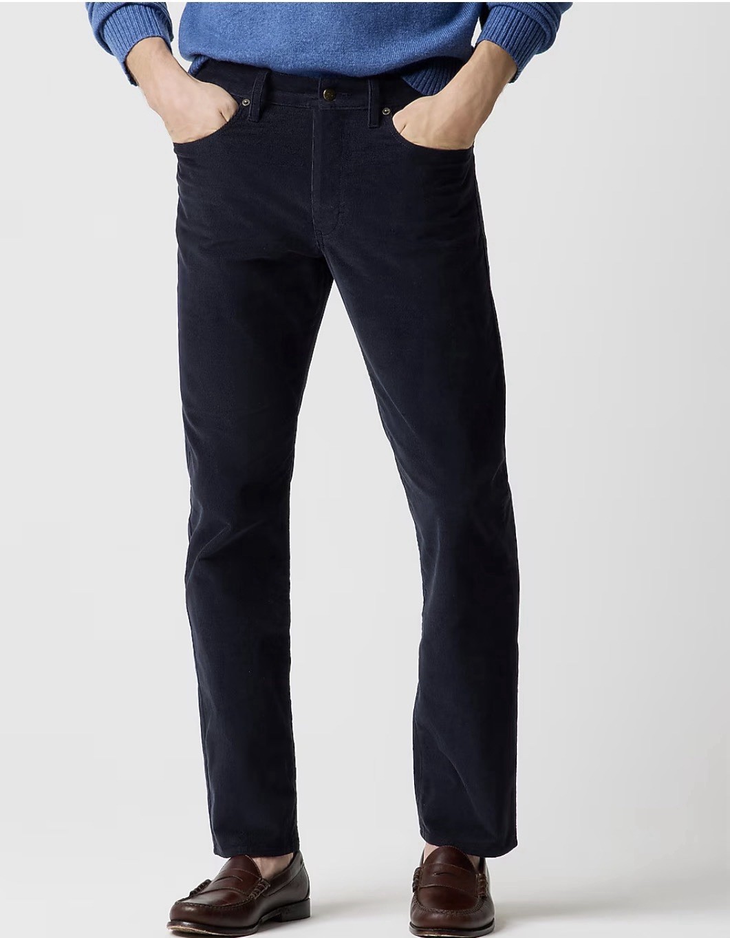 J.CREW Men's Slim Straight Fit Corduroy Pants Dark Blue Size 33x34 Cotton Blend