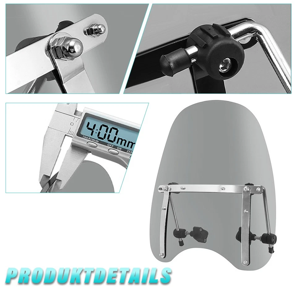 Motorrad Windschild Windschutzscheibe Für Honda Yamaha Kawasaki Suzuki 22-28mm - Bild 2 von 4