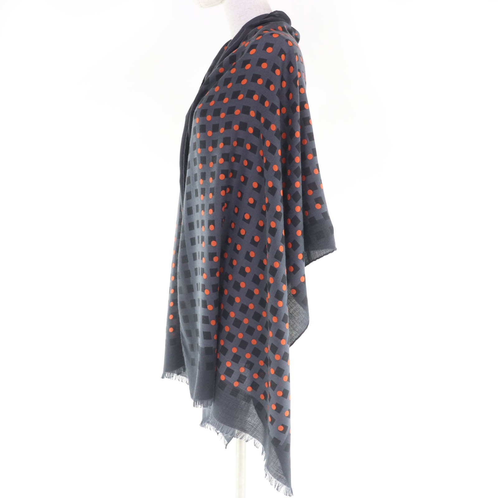 Pristine HERMES Stall Dot design large shawl with… - image 4