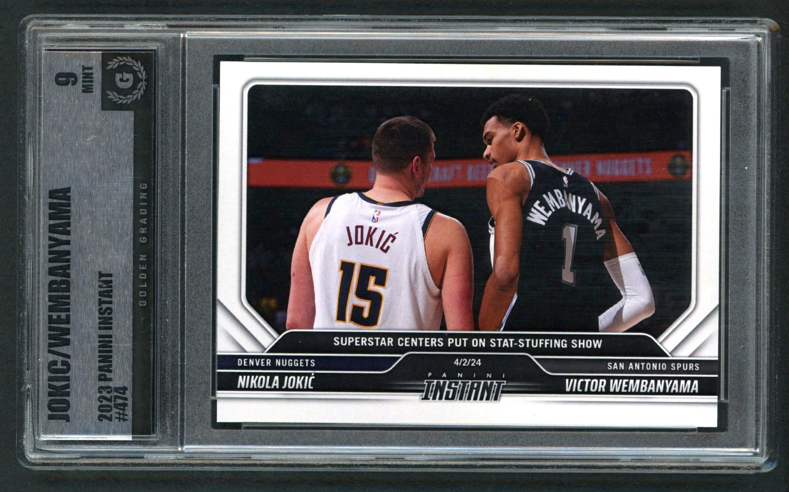 2023-24 Panini Instant #474 Nikola Jokic / Victor Wembanyama (RC) Graded 9 Mint