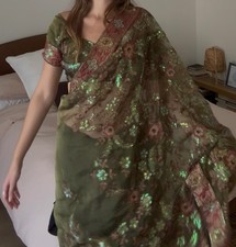 Gorgeous Party Wear Festive Green Saree with Blouse  Women's Ethnic Wear
