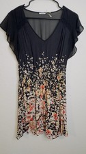 Kimchi Blue Urban Outfitters -medium Semi Sheer Black Floral Dress Lightweight